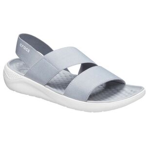CROCS 7W Women's LiteRide Stretch Sandals Water Shoes, Light Gray / White